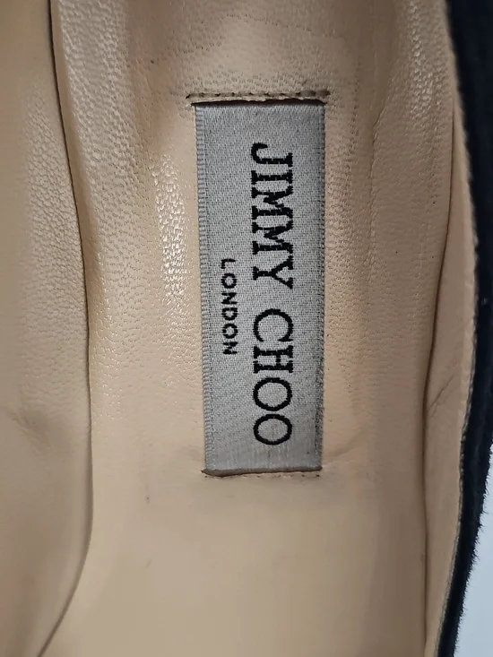 Jimmy Choo Amelia Black Suede Kitten Heels Pointed Toe Dainty Fem Made In Italy - Picture 4 of 12